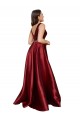 Affordable A-Line V-Neck Satin Long Burgundy Formal Plus Size Evening Dress Canada