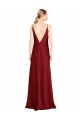 Affordable A-Line V-Neck Stretch Satin Long Burgundy Black Tie Evening Dress Canada