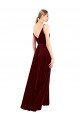Affordable A-Line V-Neck Stretch Velvet Long Burgundy Evening Dress Canada