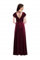 Affordable A-Line V-Neck Stretch Velvet Long Burgundy Semi Formal Evening Dress Canada