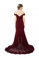 Affordable Mermaid Sweetheart Stretch Crepe & Lace Sweep Train Burgundy Gold Formal Evening Dress Canada
