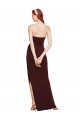 Affordable Sheath Strapless Stretch Crepe Long Burgundy Gold Formal Evening Dress Canada