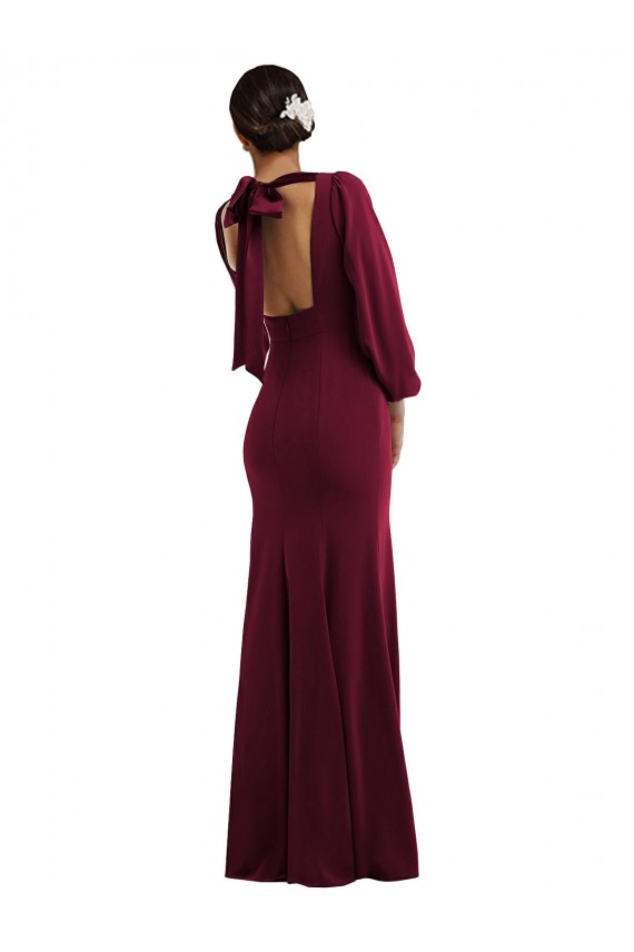 Affordable Trumpet Bateau Neck Stretch Crepe Long Burgundy Gold Formal Evening Dress Canada