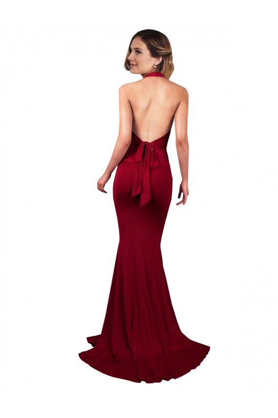 Affordable Mermaid V-Neck Spandex Long Burgundy Formal Evening Dress Canada