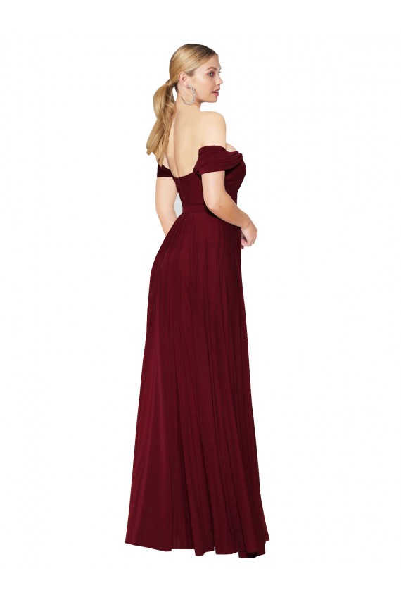 Affordable Mermaid High Neck Soft Chiffon Long Burgundy Formal Dress Canada