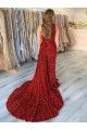 Affordable Sheath One Shoulder Velvet Sequins Court Train Burgundy Velvet Sequin Evening Dress Canada