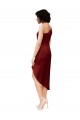 Affordable Sheath One Shoulder Stretch Satin Midi Length Burgundy Black Tie Evening Dress Canada