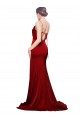 Affordable Sheath Cowl Neck Stretch Satin Sweep Train Burgundy Black Tie Evening Dress Canada