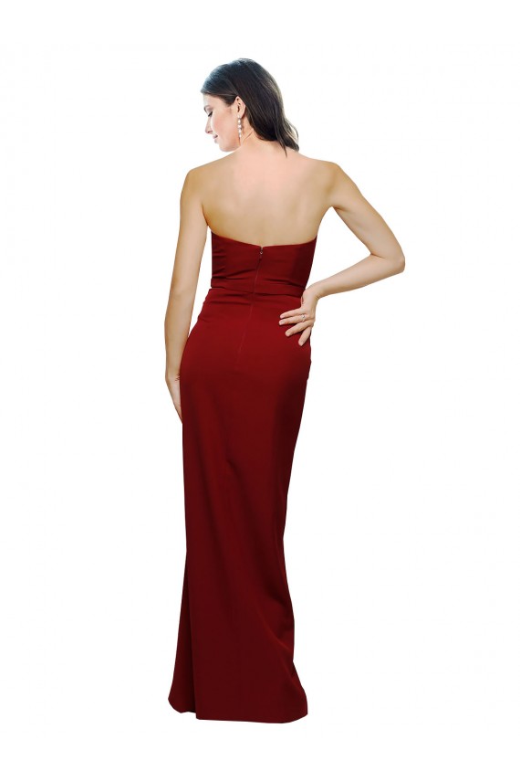 Affordable Sheath Sweetheart Stretch Crepe Long Burgundy Evening Dress Canada