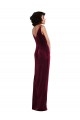 Affordable Sheath V-Neck Stretch Velvet Long Burgundy Semi Formal Evening Dress Canada
