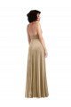 Affordable A-Line Square Neck Stretch Velvet Long Champagne Formal Evening Dress Canada