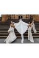 Affordable A-Line V-Neck Soft Chiffon Long Champagne Evening Dress Canada