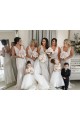 Affordable A-Line V-Neck Soft Chiffon Long Champagne Evening Dress Canada