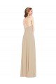 Affordable A-Line V-Neck Soft Chiffon Long Champagne Semi Formal Evening Dress Canada