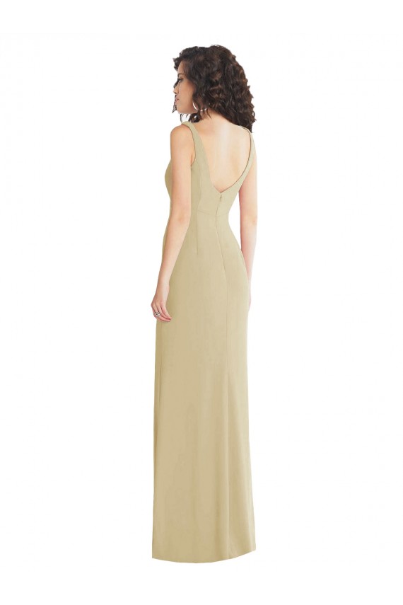 Affordable Trumpet Square Neck Stretch Crepe Long Champagne Formal Evening Dress Canada