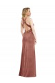 Affordable A-Line V-Neck Stretch Velvet Long Cinnamon Rose Evening Dress Canada