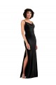 Affordable Column Cowl Neck Stretch Velvet Long Black Black Tie Evening Dress Canada