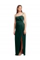Affordable Column Square Neck Stretch Satin Long Hunter Formal Evening Dress Canada