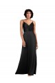 Affordable Column V-Neck Silky Satin Long Black Formal Evening Dress Canada