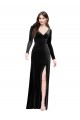 Affordable Column V-Neck Stretch Velvet Long Black Formal Evening Dress Canada