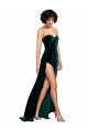 Affordable A-Line Sweetheart Stretch Velvet Sweep Train Dark Green Semi Formal Evening Dress Canada