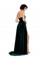 Affordable A-Line Sweetheart Stretch Velvet Sweep Train Dark Green Semi Formal Evening Dress Canada