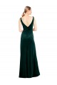 Affordable A-Line V-Neck Stretch Velvet Long Dark Green Black Tie Evening Dress Canada