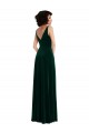 Affordable A-Line V-Neck Stretch Velvet Long Dark Green Evening Gown Canada