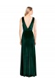 Affordable A-Line V-Neck Stretch Velvet Long Dark Green Evening Dress Canada