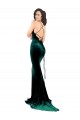 Affordable Mermaid High Neck Stretch Velvet Sweep Train Dark Green Formal Evening Dress Canada