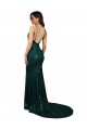 Affordable Mermaid V-Neck Sequin Long Dark Green Formal Evening Dress Canada