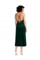 Affordable Sheath Cowl Neck Stretch Velvet Midi Length Dark Green Black Tie Evening Dress Canada