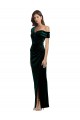 Affordable Sheath Sweetheart Stretch Velvet Long Dark Green High Low Evening Dress Canada
