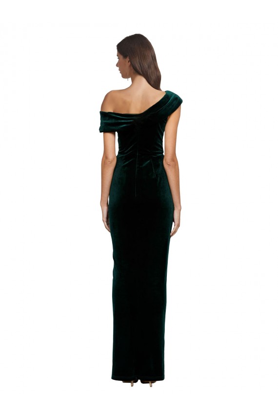 Affordable Sheath Sweetheart Stretch Velvet Long Dark Green High Low Evening Dress Canada