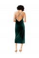 Affordable Sheath Cowl Neck Stretch Velvet Midi Length Dark Green Formal Dress Canada