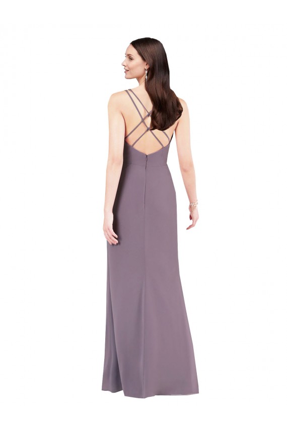 Affordable Column Sweetheart Soft Chiffon Long Dark Lavender Formal Evening Dress Canada