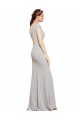 Affordable A-Line Boat Neck Stretch Crepe Long Dark Navy Formal Evening Dress Canada