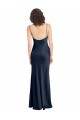 Affordable A-Line Cowl Neck Stretch Satin Long Dark Navy Black Tie Evening Dress Canada