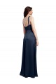 Affordable A-Line Cowl Neck Stretch Satin Long Dark Navy Formal Evening Dress Canada