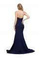 Affordable A-Line Sweetheart Stretch Crepe Sweep Train Dark Navy Formal Evening Dress Canada