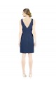 Affordable A-Line V-Neck Satin Knee Length Dark Navy Evening Dress Canada
