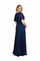 Affordable A-Line V-Neck Soft Chiffon Long Dark Navy Formal Plus Size Evening Dress Canada