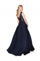 Affordable A-Line High Neck Soft Chiffon & Sequin Long Dark Navy Semi Formal Evening Dress Canada