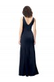 Affordable A-Line High Neck Stretch Crepe Long Dark Navy Formal Evening Dress Canada