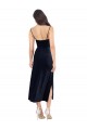 Affordable Column Cowl Neck Stretch Velvet Midi Length Dark Navy Formal Evening Dress Canada
