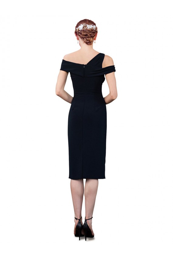 Affordable Mermaid Off the Shoulder Stretch Crepe Cocktail Length Dark Navy Formal Evening Dress Canada