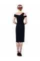 Affordable Mermaid Off the Shoulder Stretch Crepe Cocktail Length Dark Navy Formal Evening Dress Canada