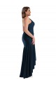 Affordable Mermaid Spaghetti Straps Silky Satin Long Dark Navy High Low Plus Size Evening Dress Canada
