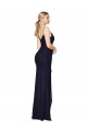 Affordable Mermaid High Neck Soft Chiffon Long Dark Navy Evening Dress Canada