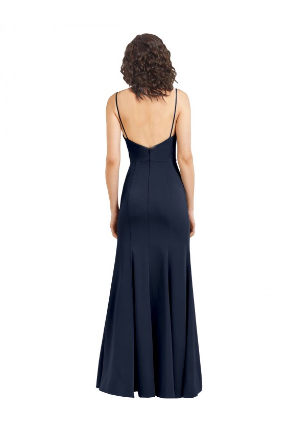 Affordable Sheath Scoop Neck Stretch Crepe Long Dark Navy Formal Dress Canada